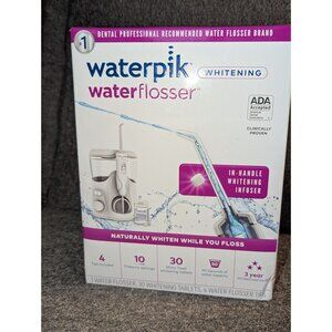 Waterpik Whitening Water Flosser With In-Handle Whitening Infuser 4 Tips 30 Tabl